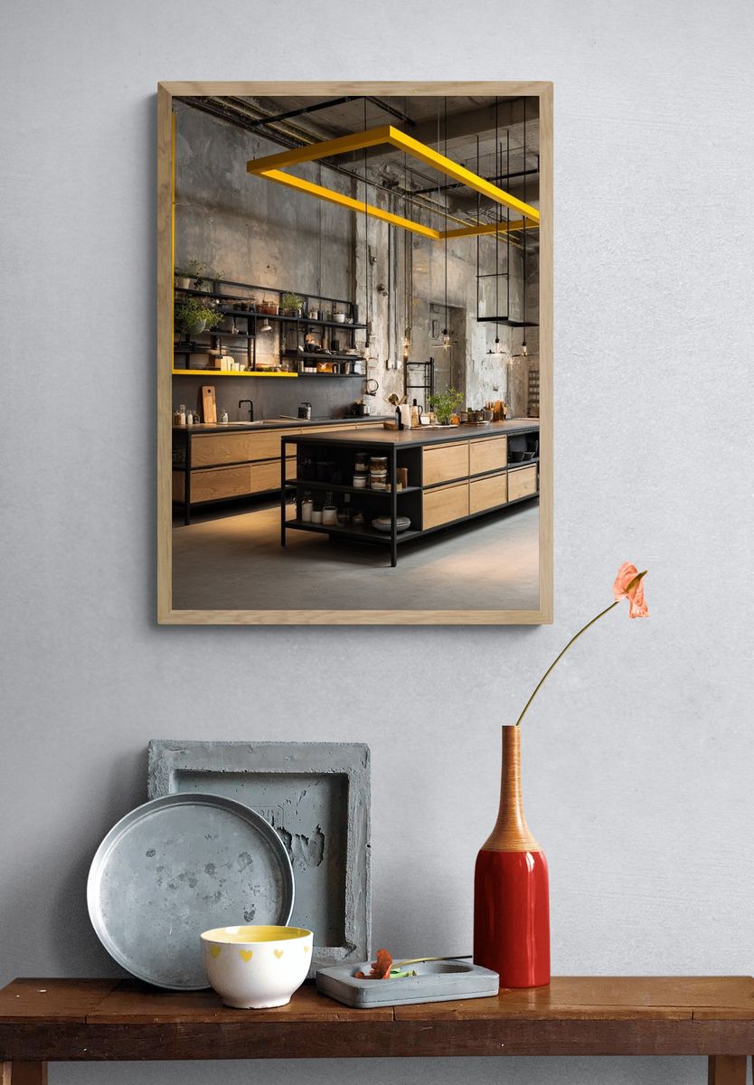 Industrial Loft Kitchen Photography Poster. — room view 3