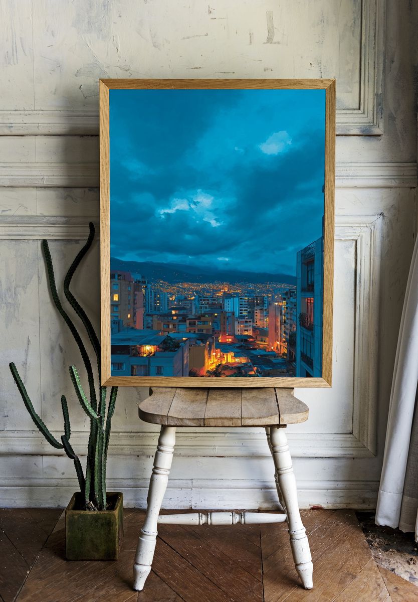 Blue Hour Cityscape Photography Poster. — room view 1