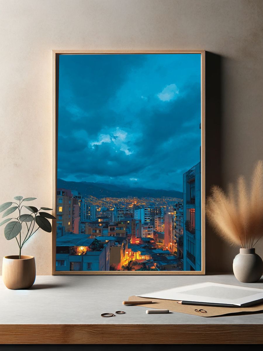 Blue Hour Cityscape Photography Poster. — room view 2