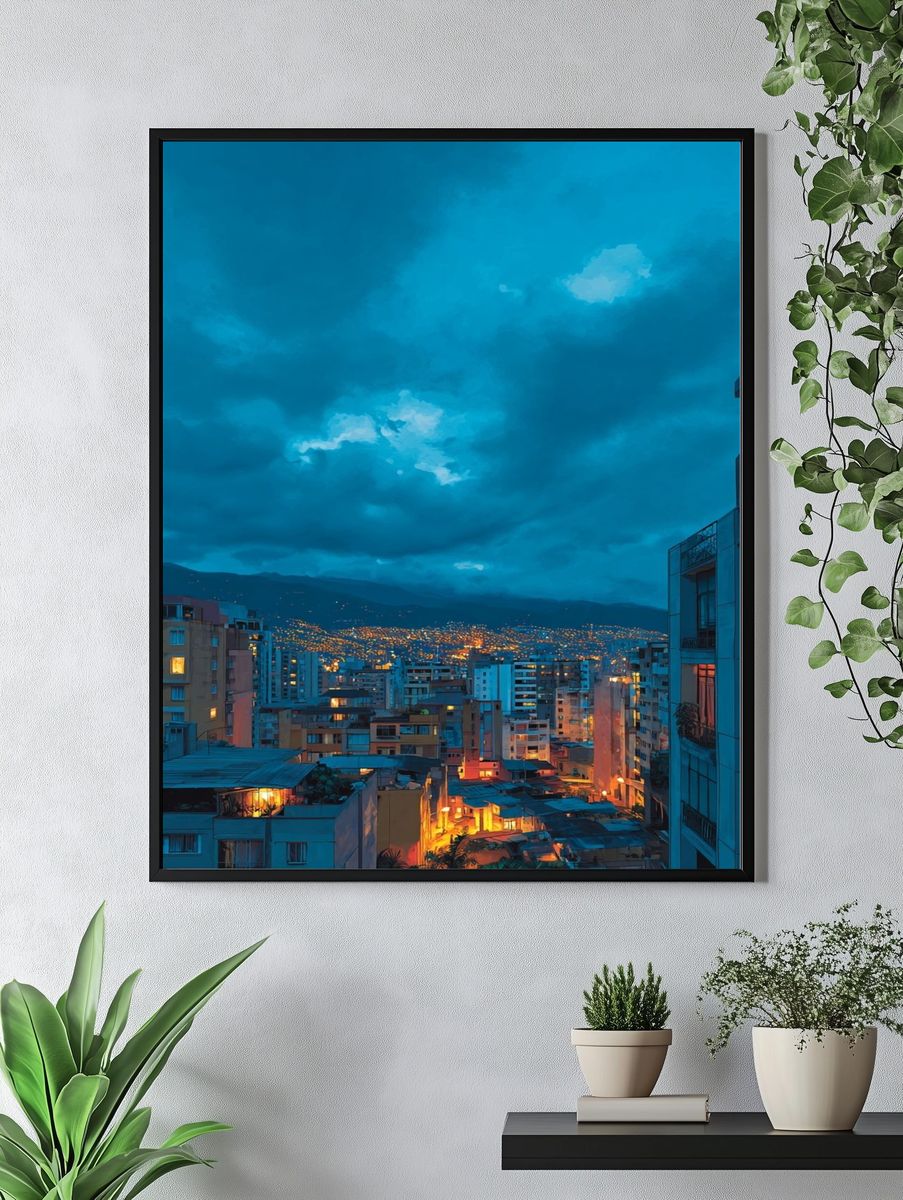 Blue Hour Cityscape Photography Poster. — room view 4