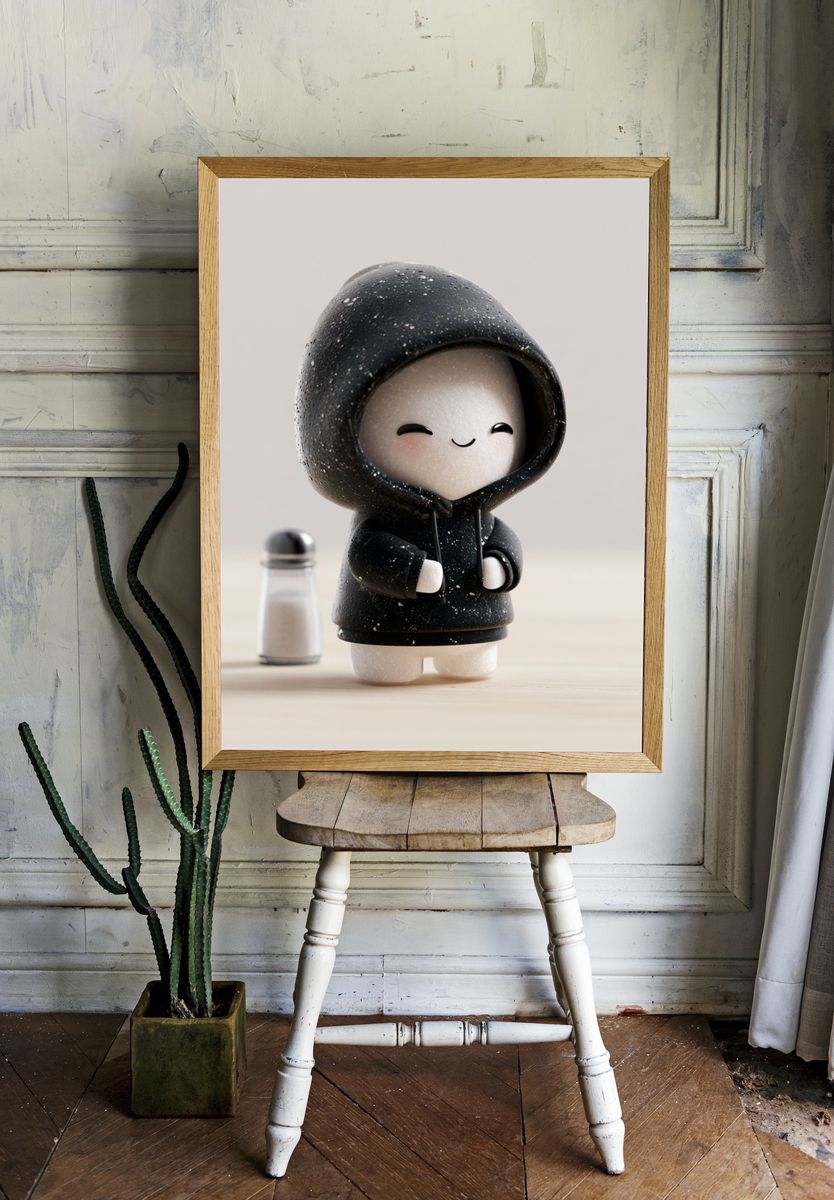 Cute Hooded Figurine Photography Print. room preview