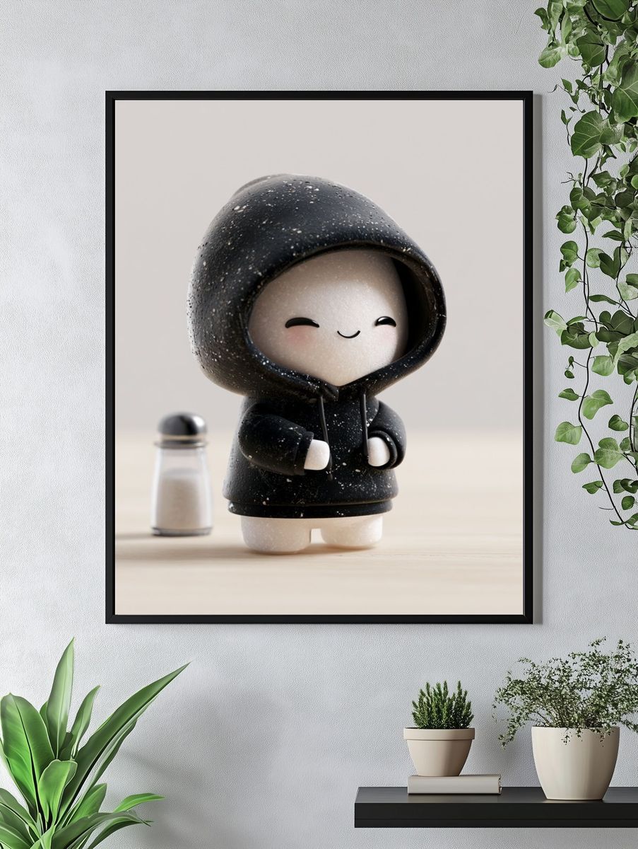 Cute Hooded Figurine Photography Print. — room view 4