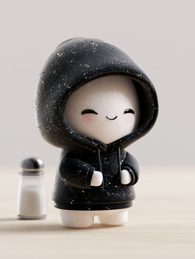 Cute Hooded Figurine Photography Print.