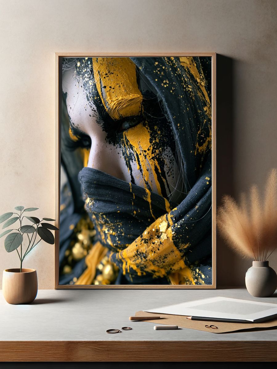 Gilded Mask Portrait Print. — room view 2