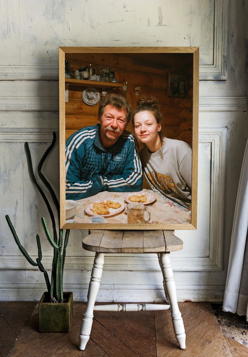 Cozy Cabin Family Portrait Print. — room view 1