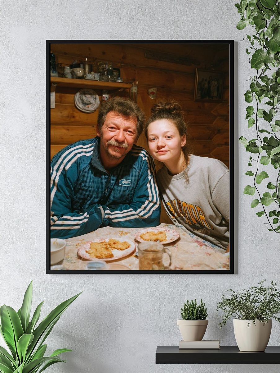 Cozy Cabin Family Portrait Print. — room view 4