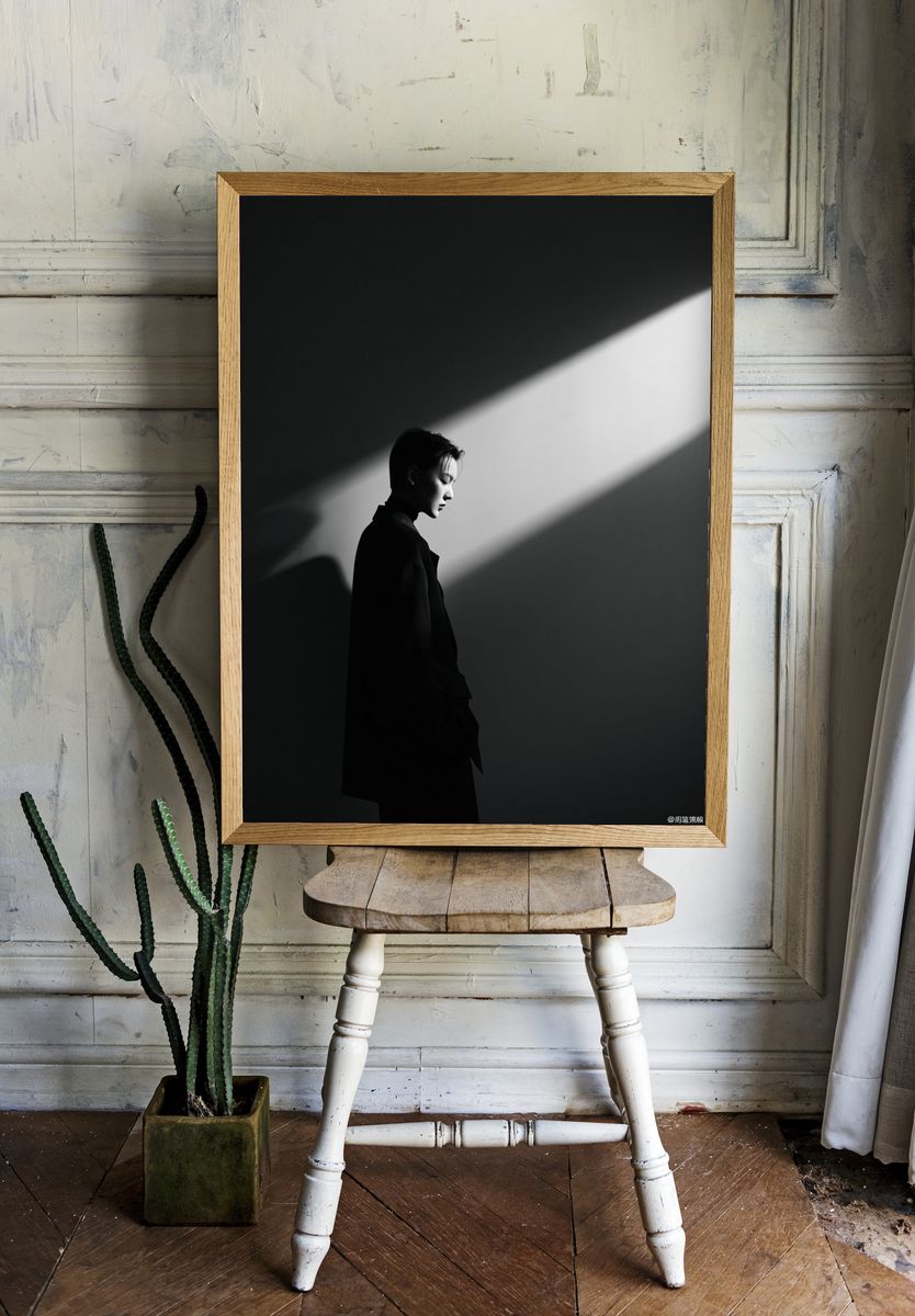 Moody Portrait in Light Poster. — room view 1