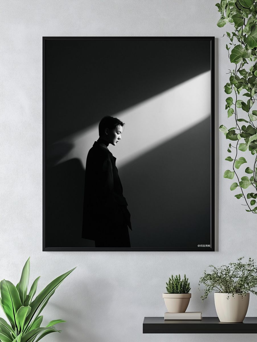Moody Portrait in Light Poster. — room view 4