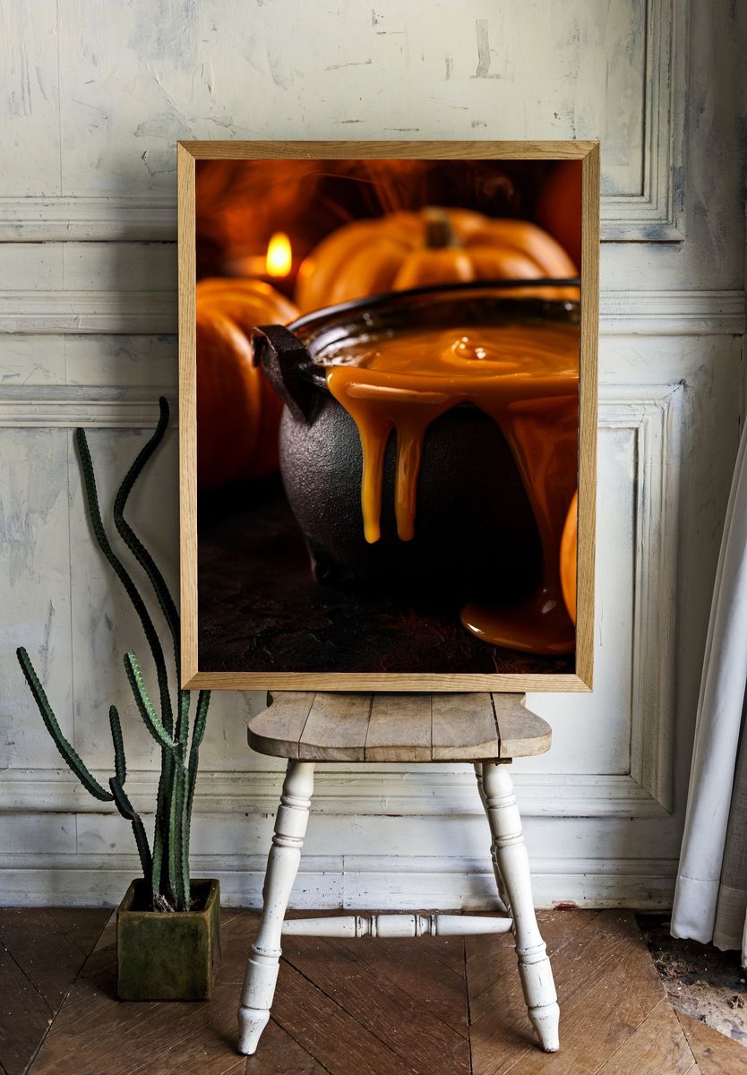 Pumpkin Caramel Cauldron Photography Poster. room preview