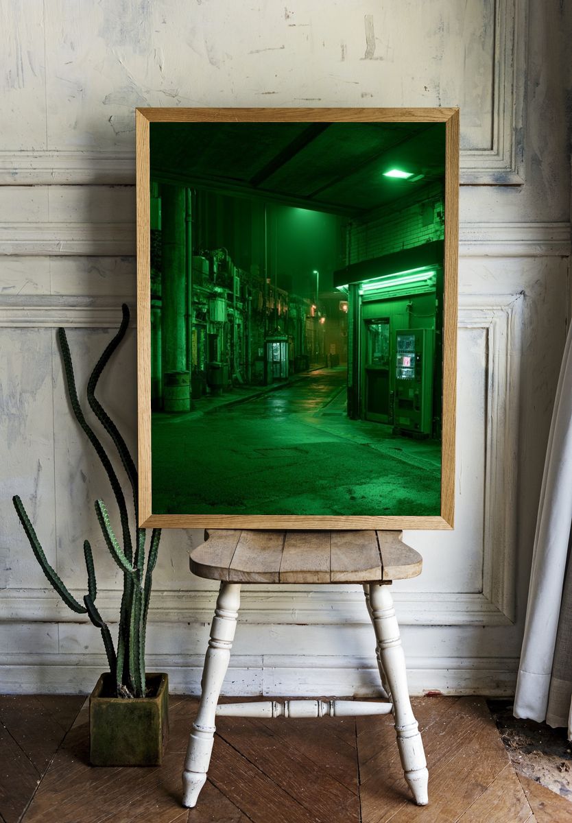 Neon Alley Night Photography Poster. room preview