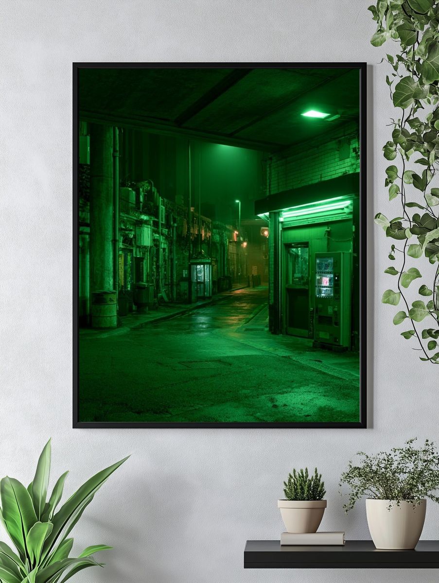 Neon Alley Night Photography Poster. — room view 4