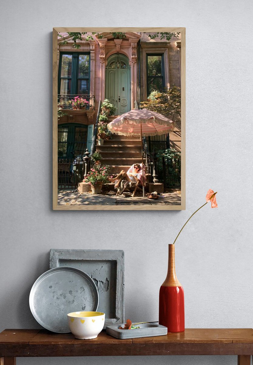 Brownstone Courtyard Photography Poster. — room view 3