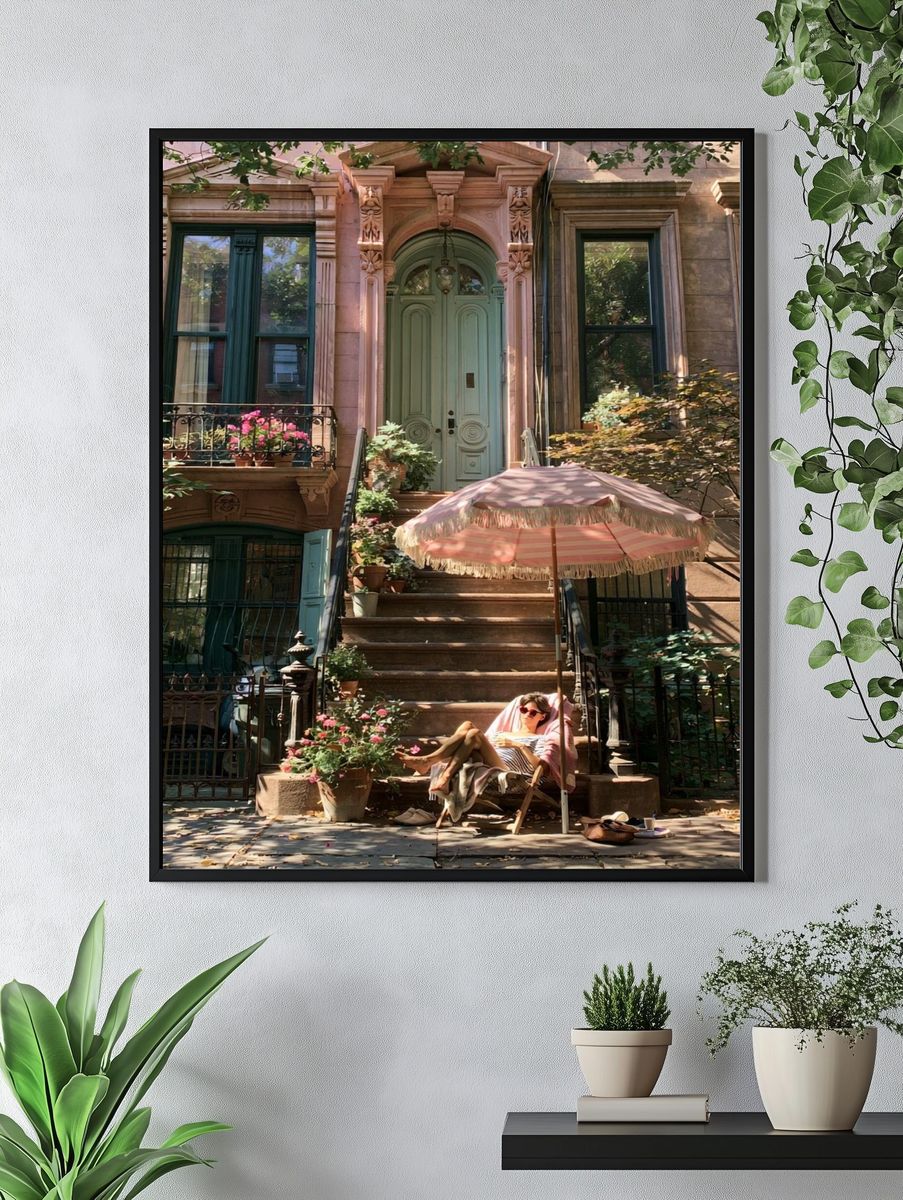 Brownstone Courtyard Photography Poster. — room view 4