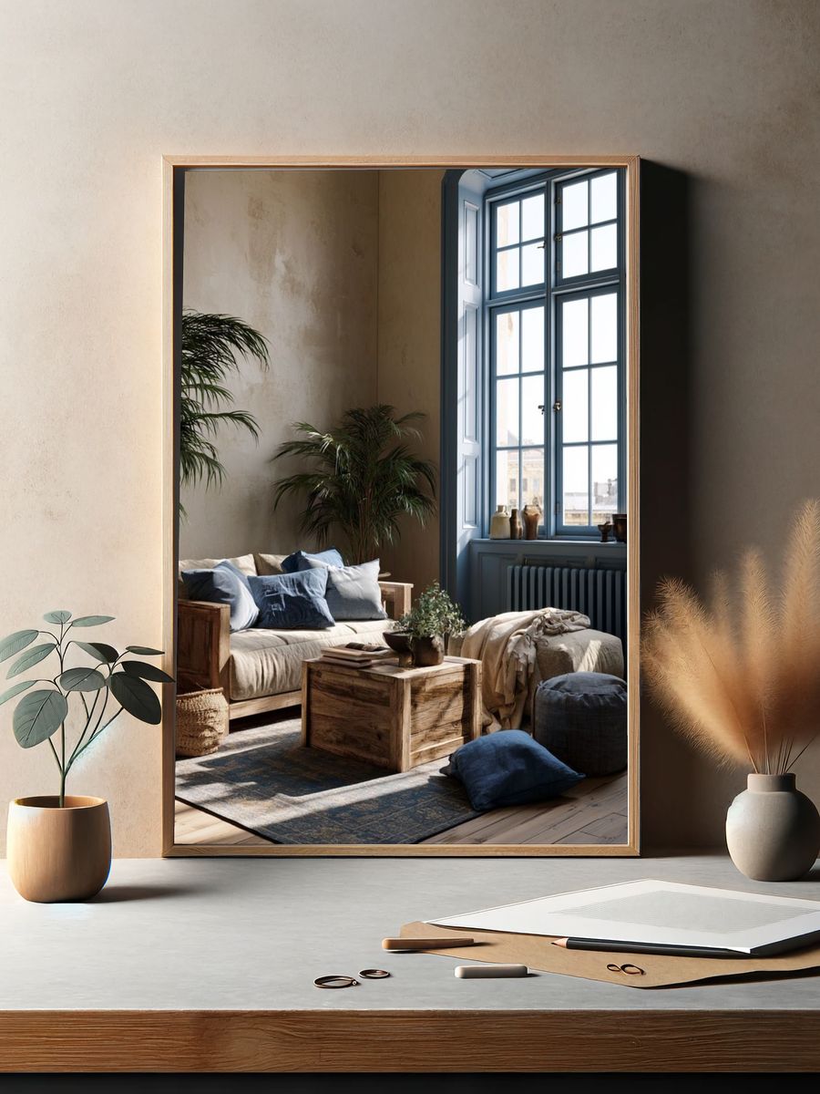 Cozy Boho Living Room Photography Poster. — room view 2