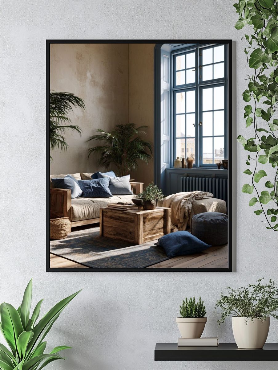 Cozy Boho Living Room Photography Poster. — room view 4