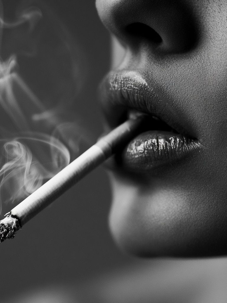 Smoking Lips Black-White Poster. poster detail