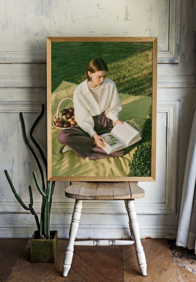 Picnic Reading Portrait Poster. room preview