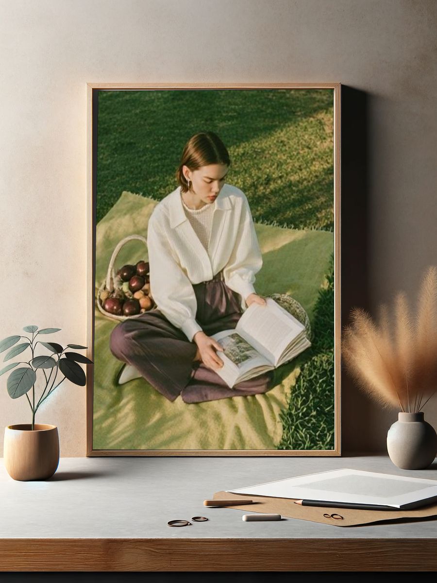 Picnic Reading Portrait Poster. — room view 2