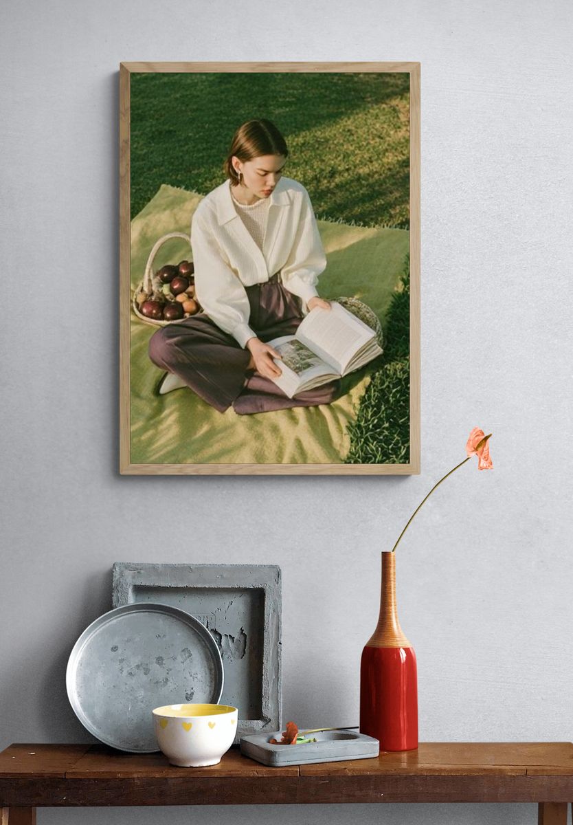 Picnic Reading Portrait Poster. — room view 3