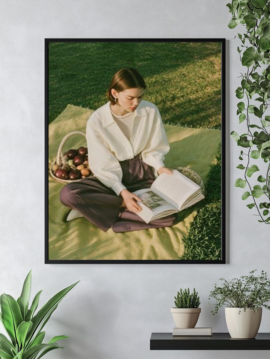 Picnic Reading Portrait Poster. — room view 4