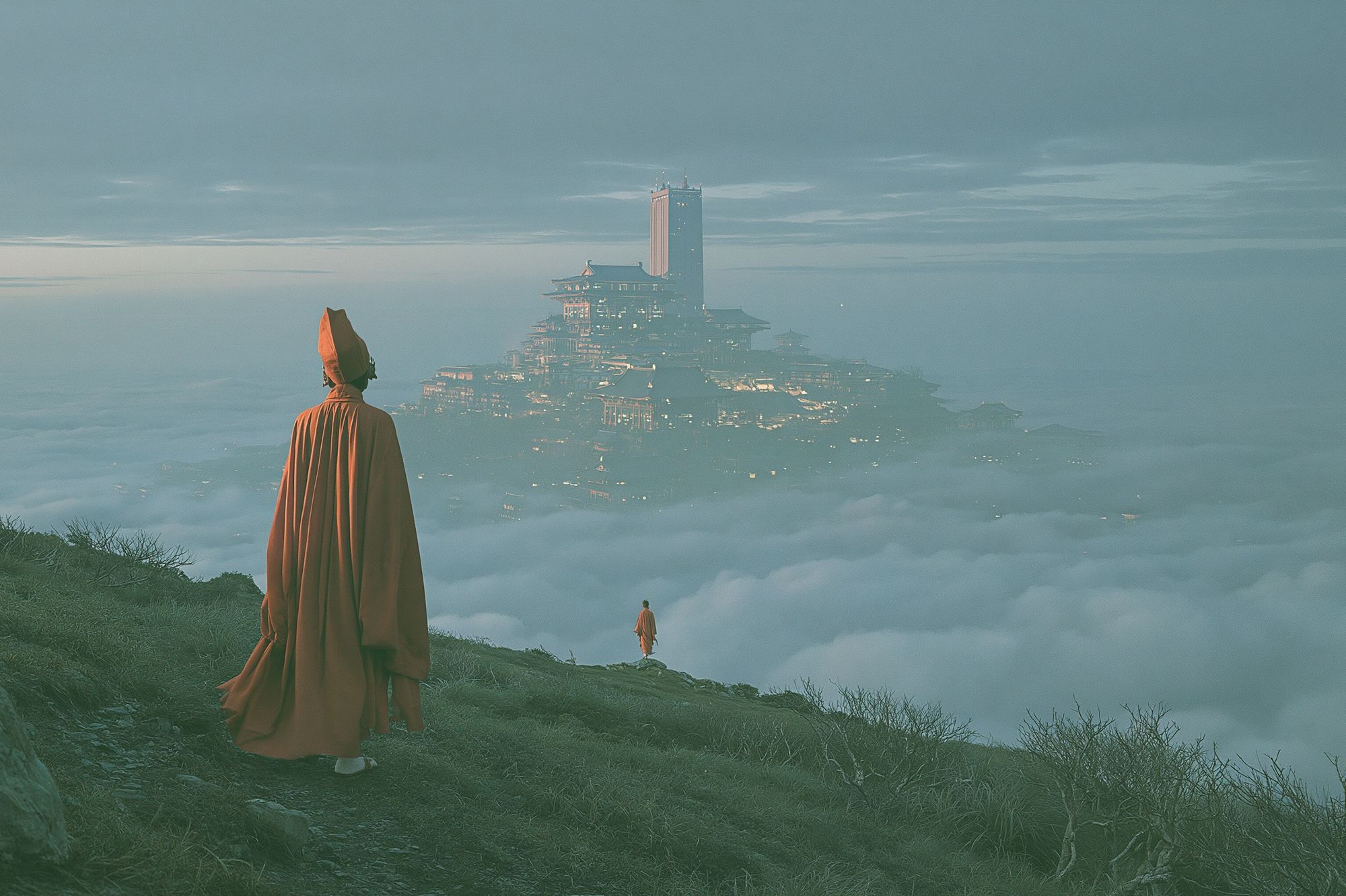 Misty Mountain Monastery Photography Poster. poster — photography art