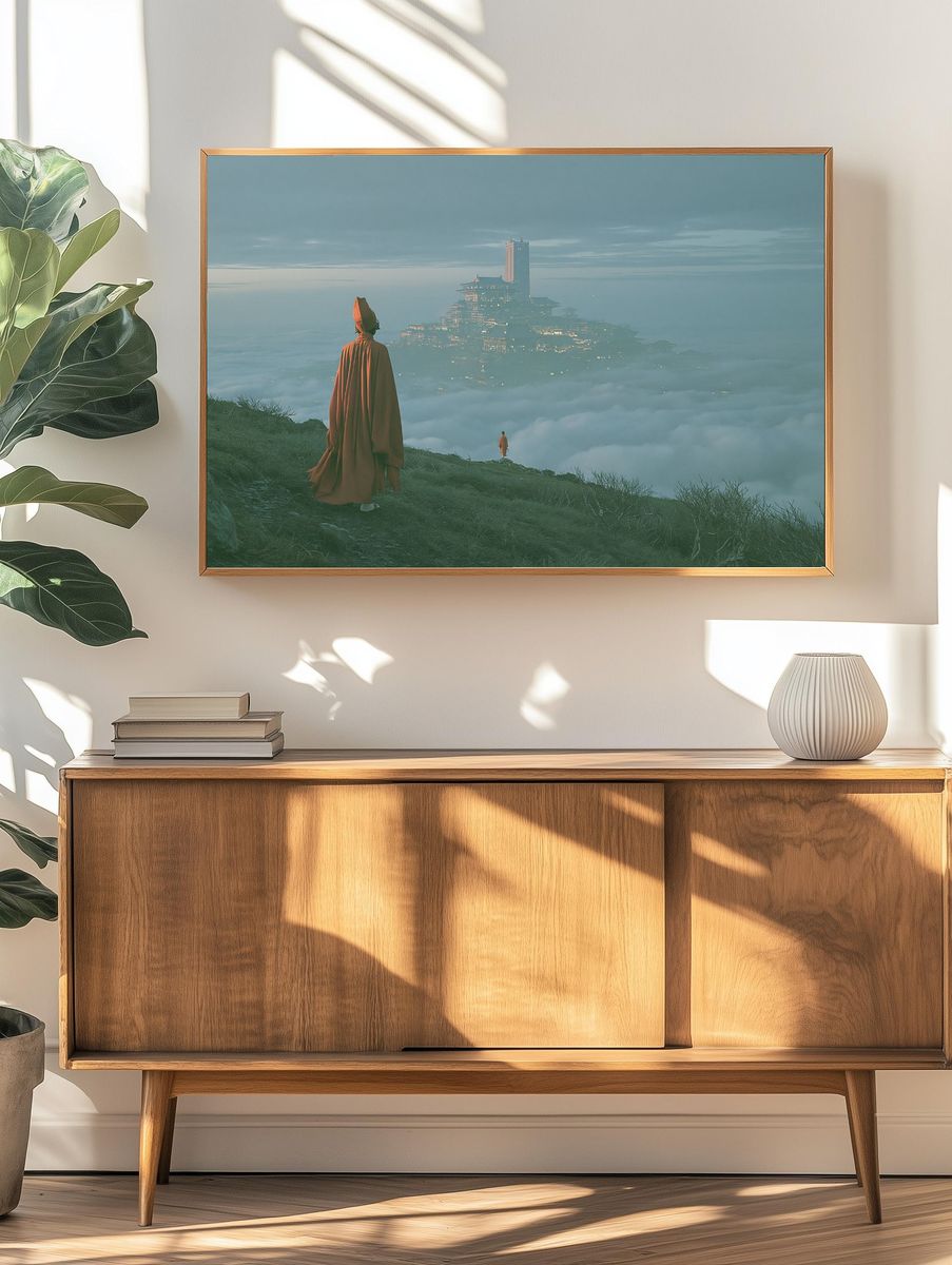 Misty Mountain Monastery Photography Poster. — room view 3