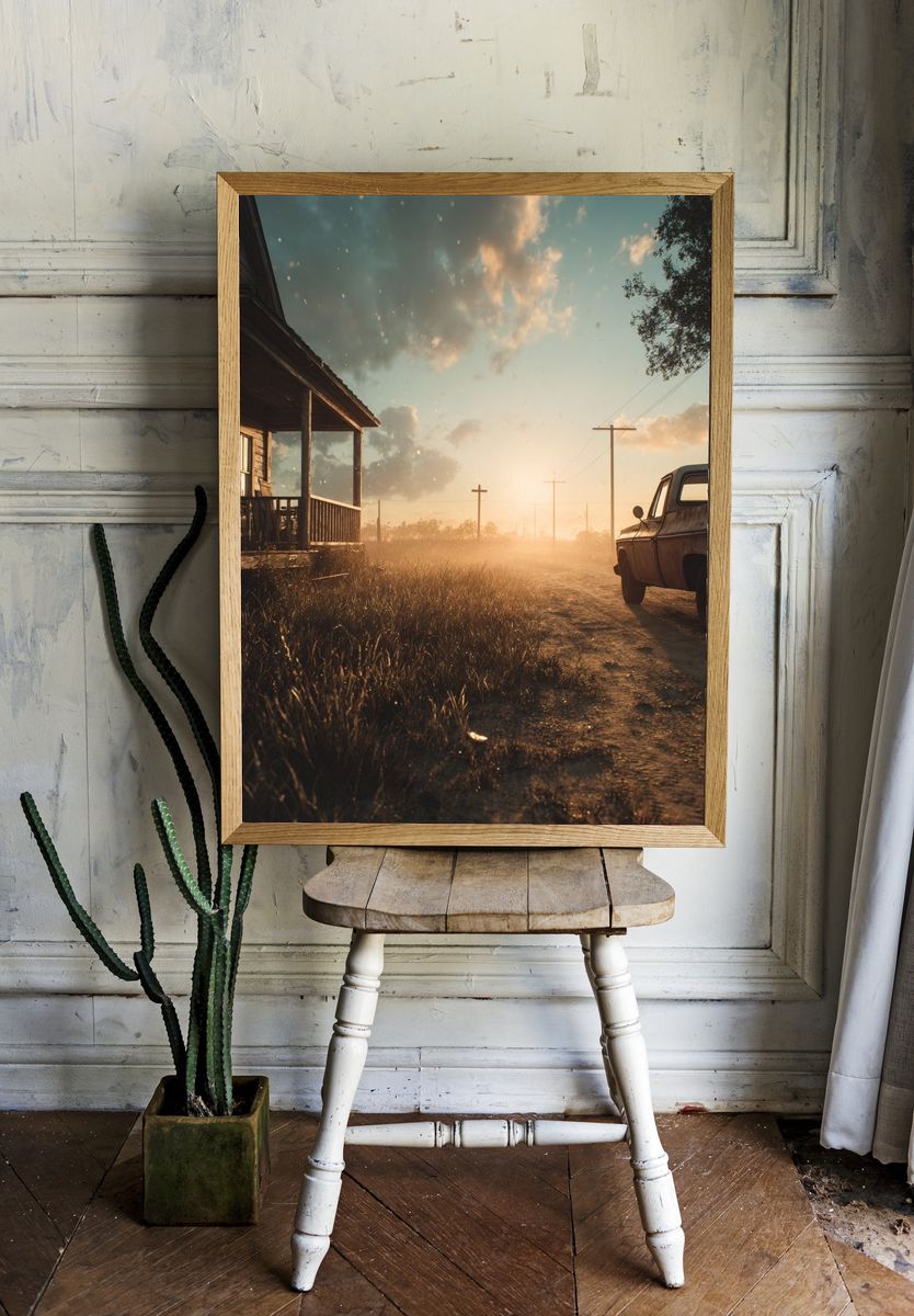 Dusty Country Road Photography Poster. room preview