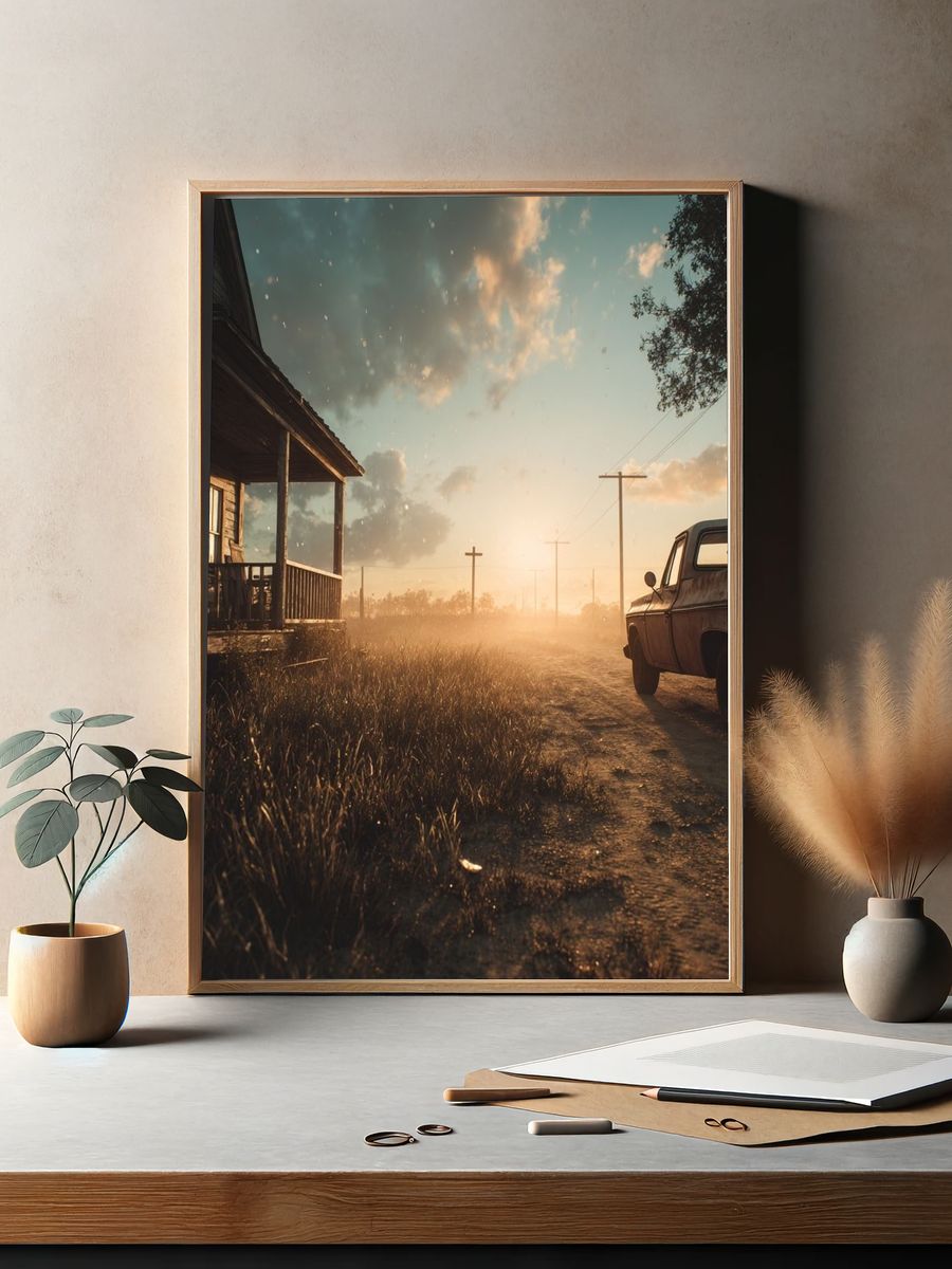 Dusty Country Road Photography Poster. — room view 2