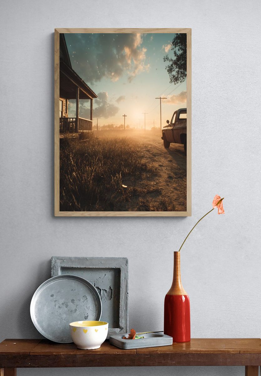 Dusty Country Road Photography Poster. — room view 3