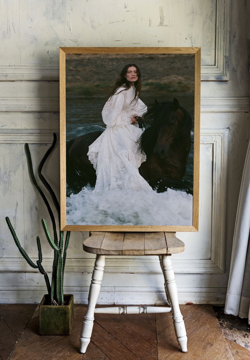 Woman on Horse Photography Poster. room preview