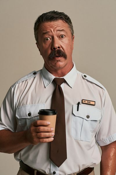 Surprised Security Guard Portrait Poster. poster