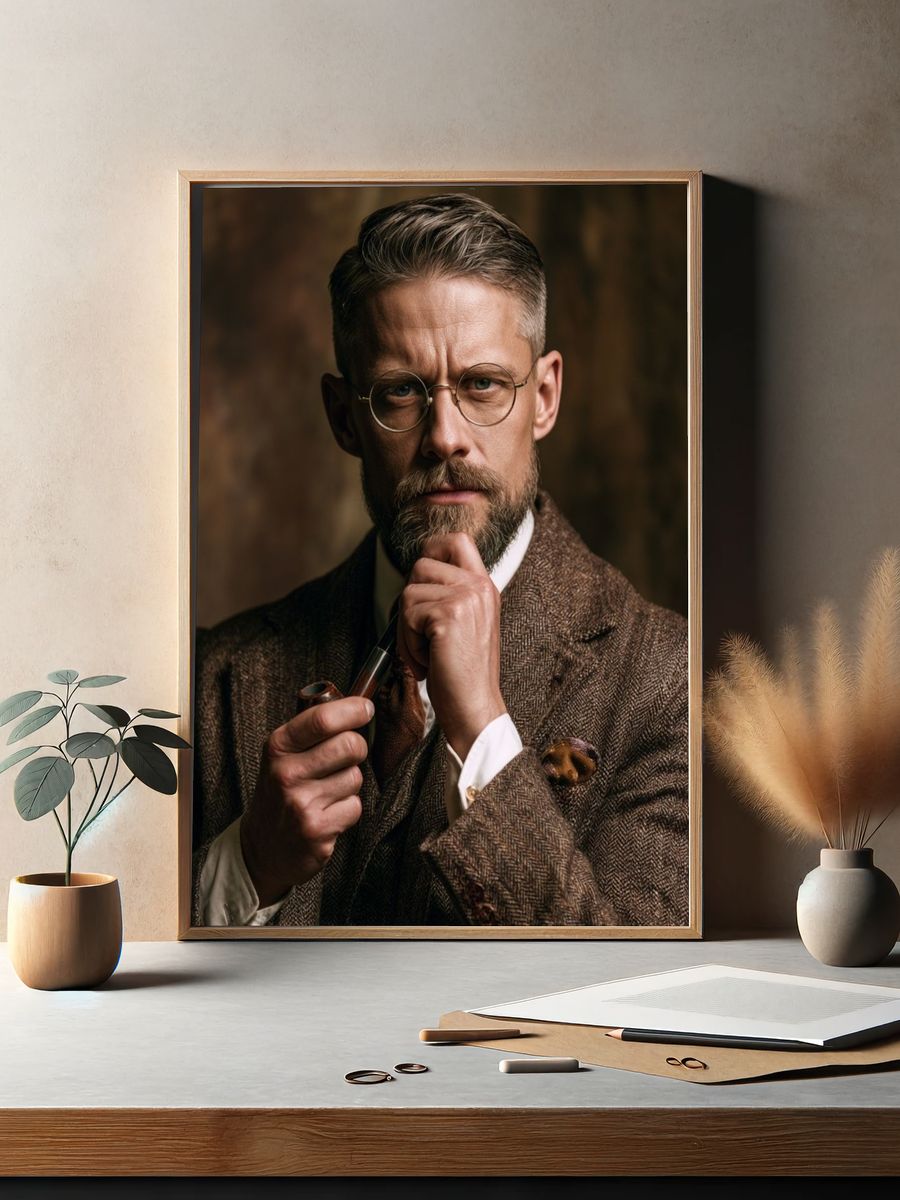 Vintage Gentleman Portrait Poster. — room view 2