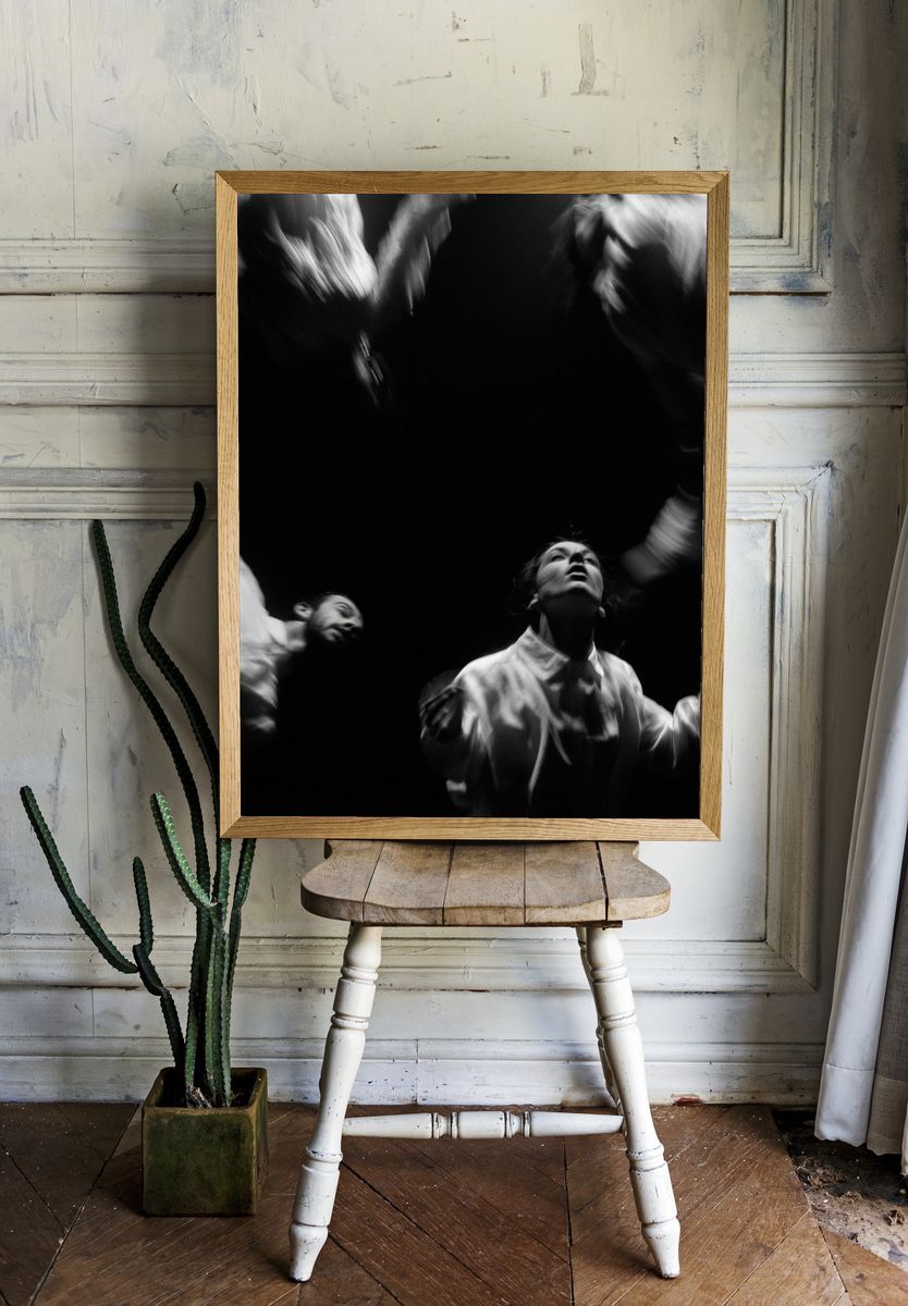 Abstract Dancers Black-White Poster. room preview