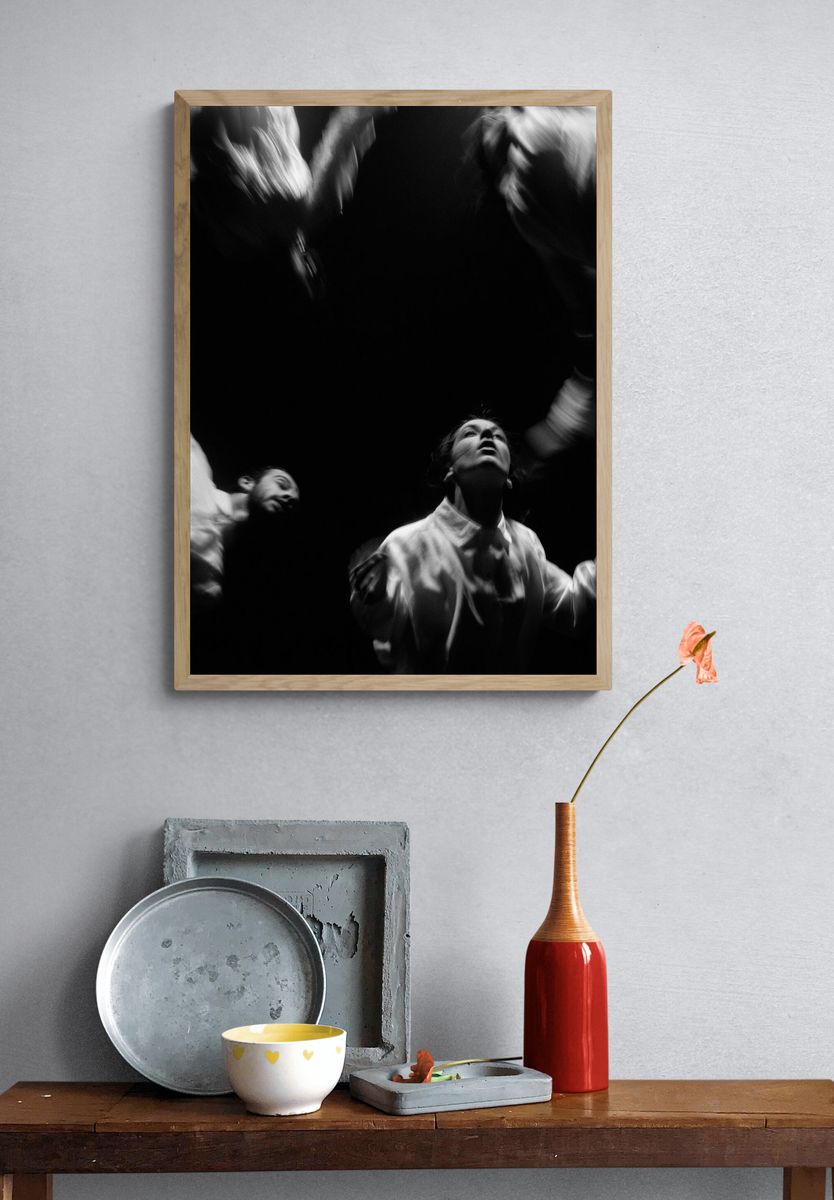 Abstract Dancers Black-White Poster. — room view 3