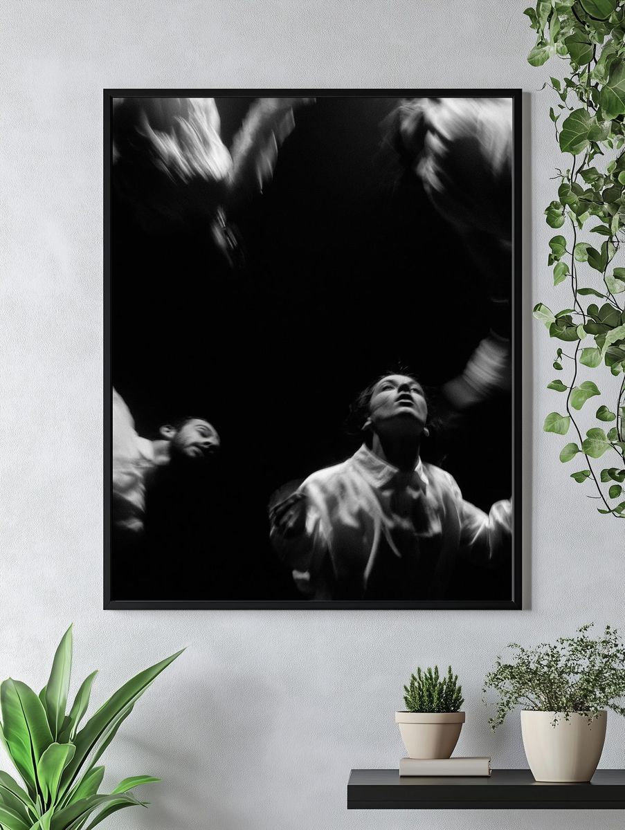 Abstract Dancers Black-White Poster. — room view 4