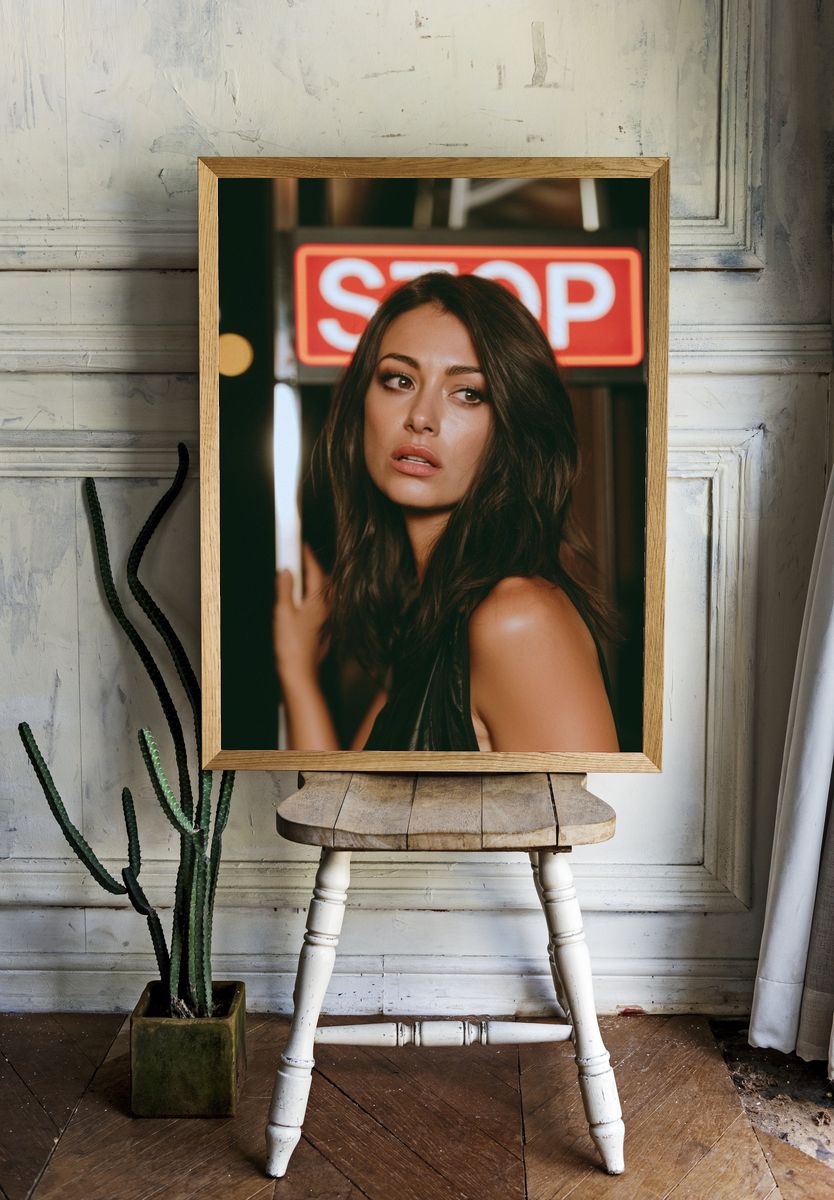 Neon Stop Portrait Poster. room preview