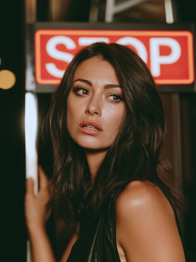 Neon Stop Portrait Poster.