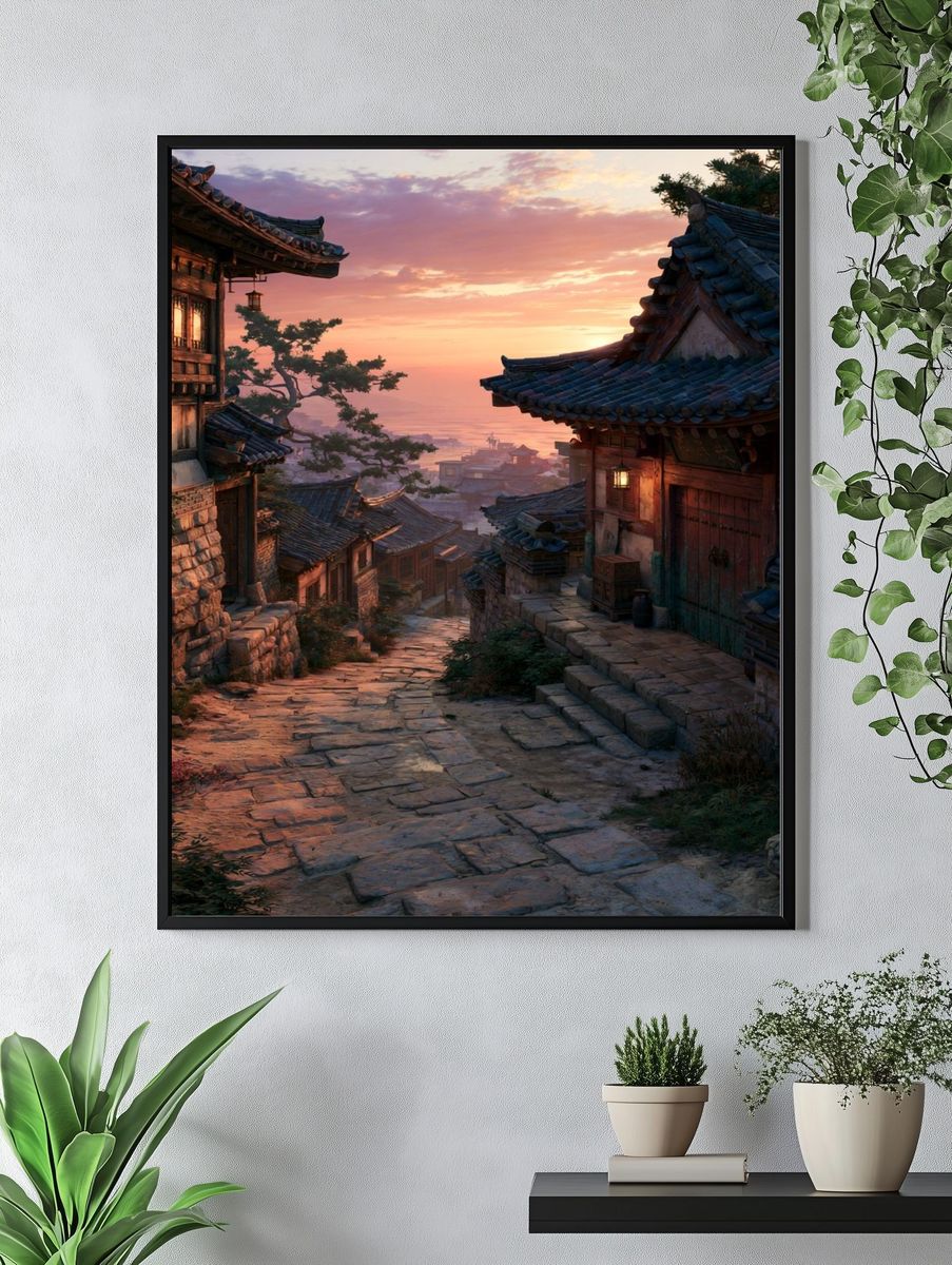 Korean Village Sunset Photography Poster. — room view 4