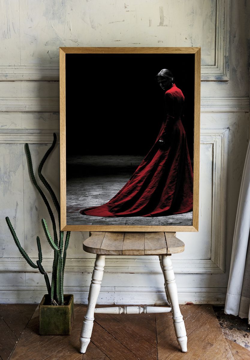 Crimson Gown Portrait Print. — room view 1