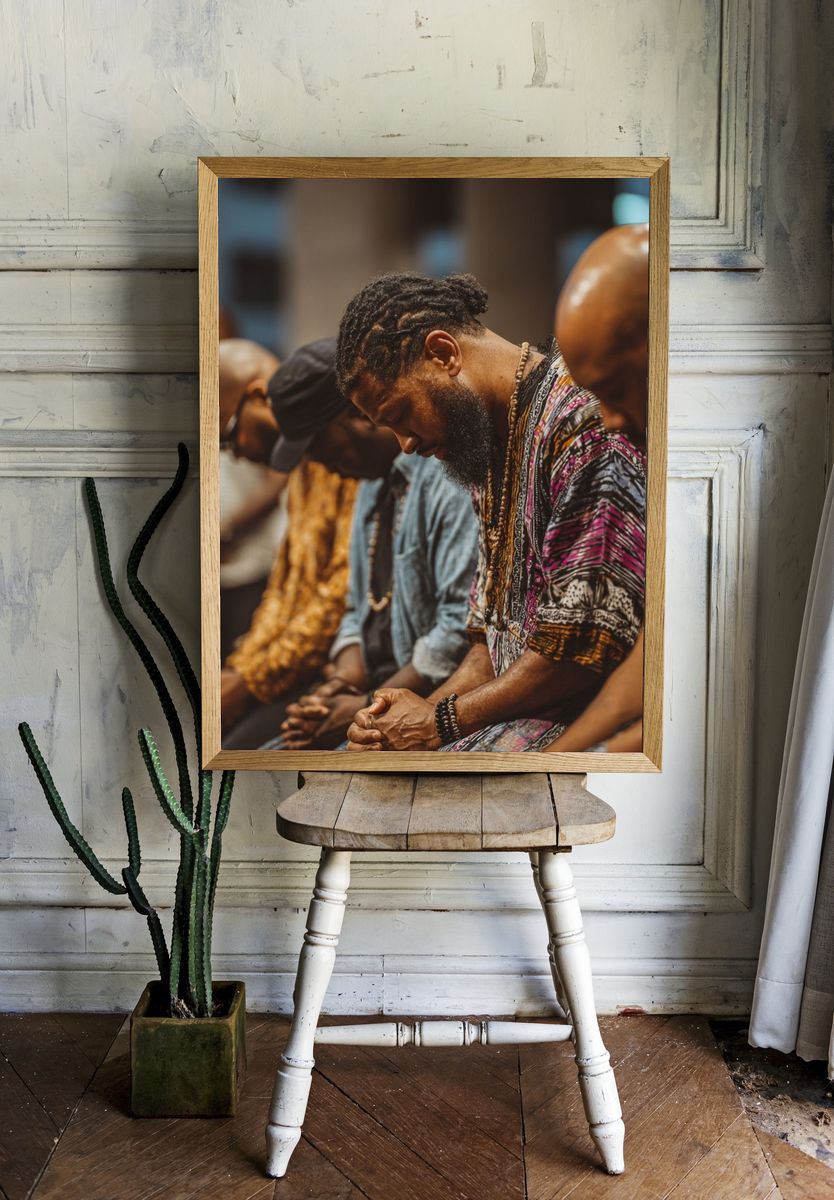 Praying Men Portrait Poster. — room view 1