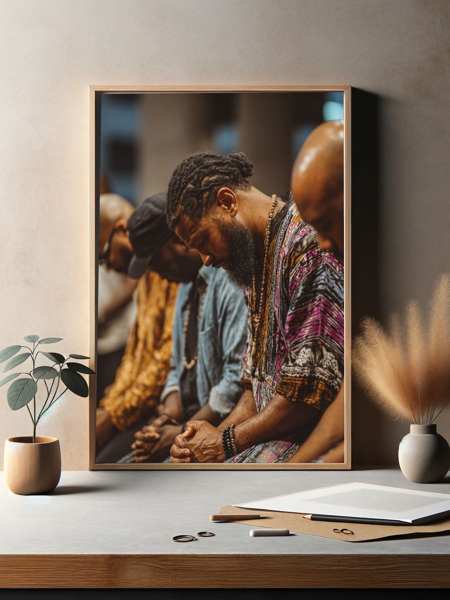 Praying Men Portrait Poster. — room view 2