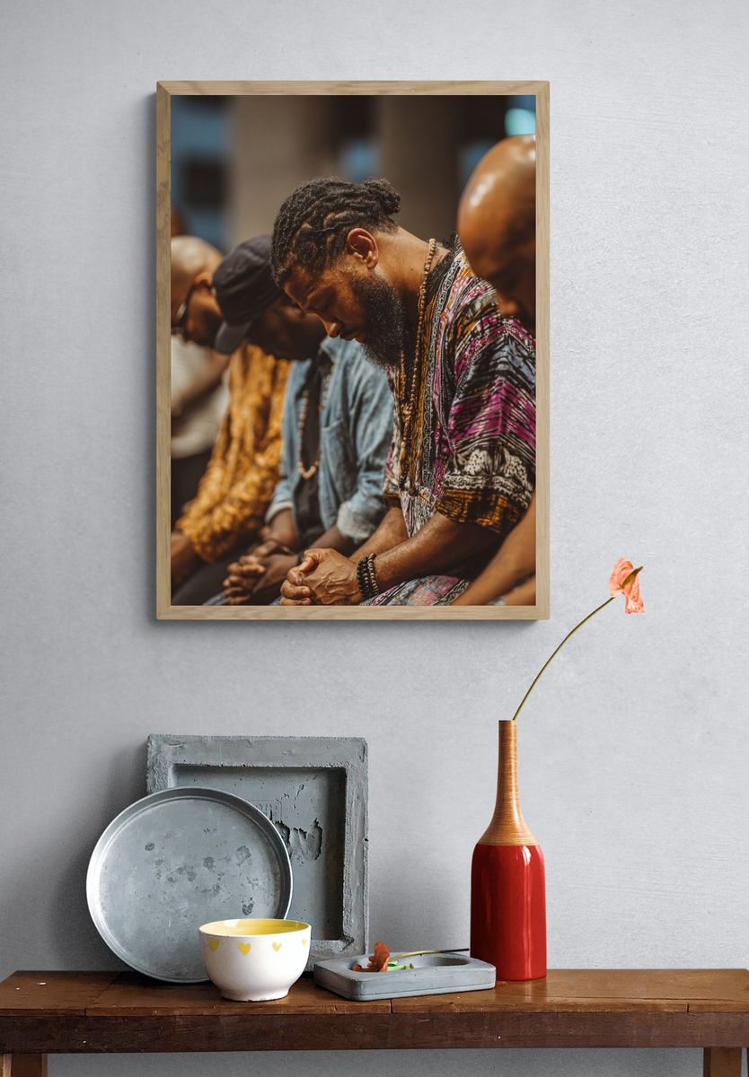 Praying Men Portrait Poster. — room view 3