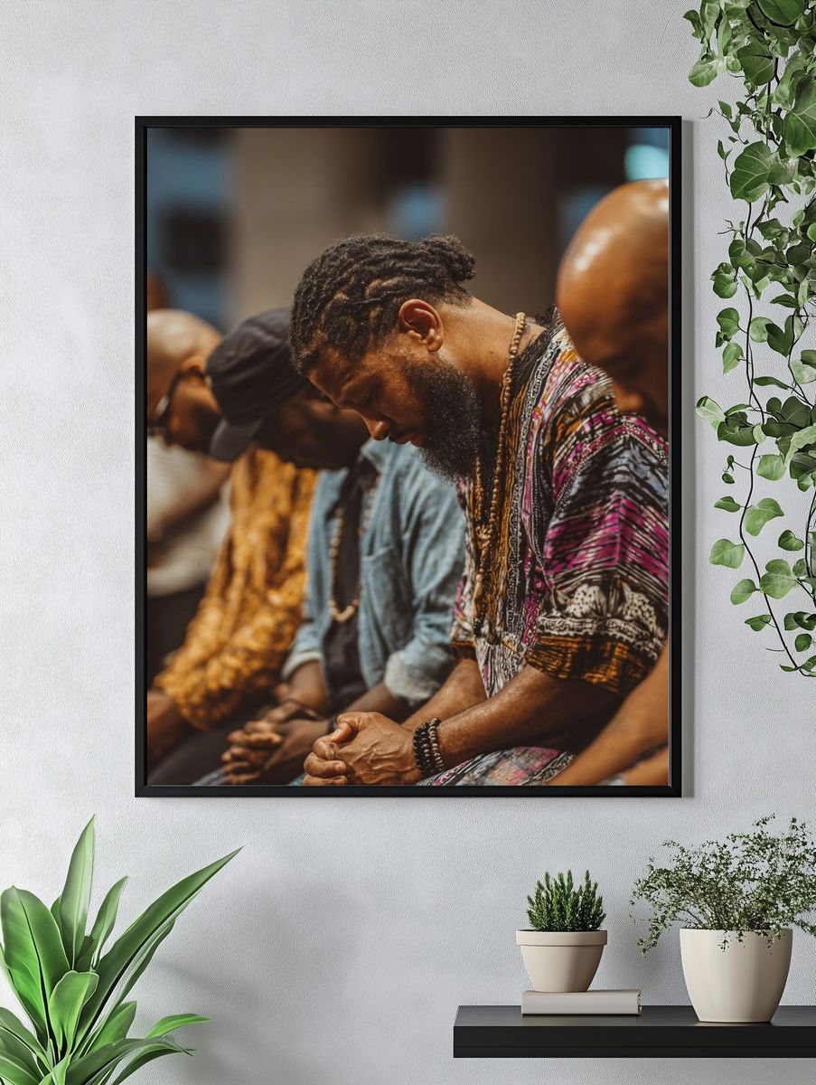 Praying Men Portrait Poster. — room view 4