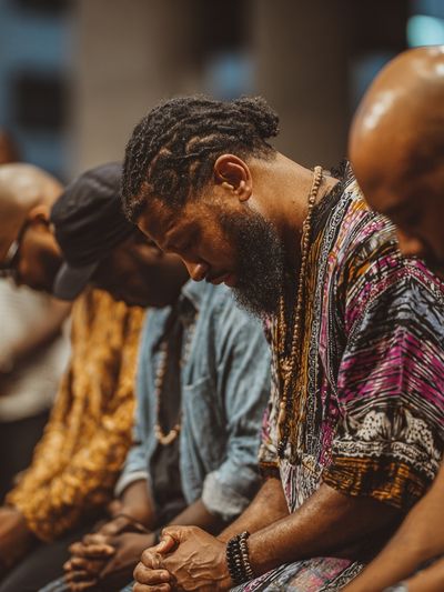 Praying Men Portrait Poster. poster