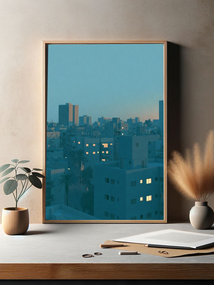Blue Hour Cityscape Photography Poster. — room view 2