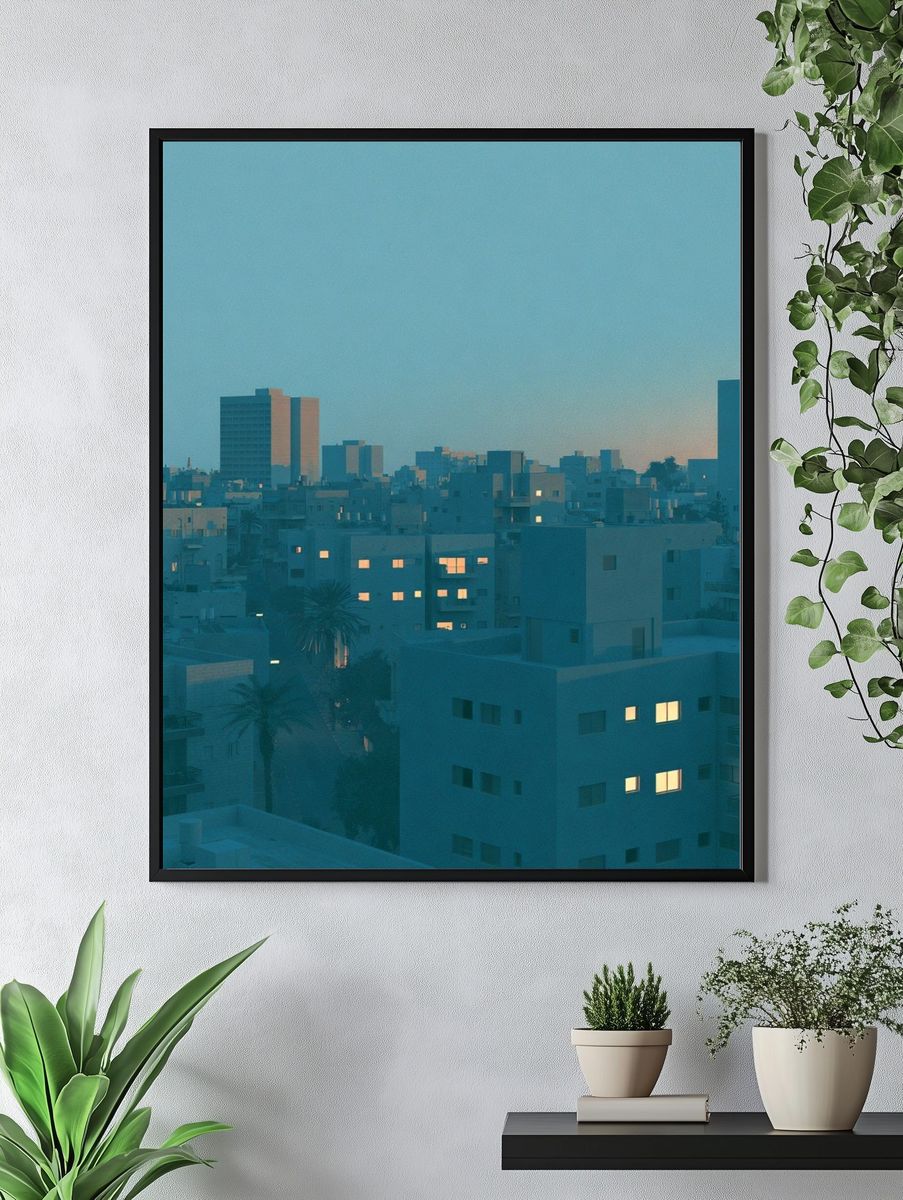 Blue Hour Cityscape Photography Poster. — room view 4