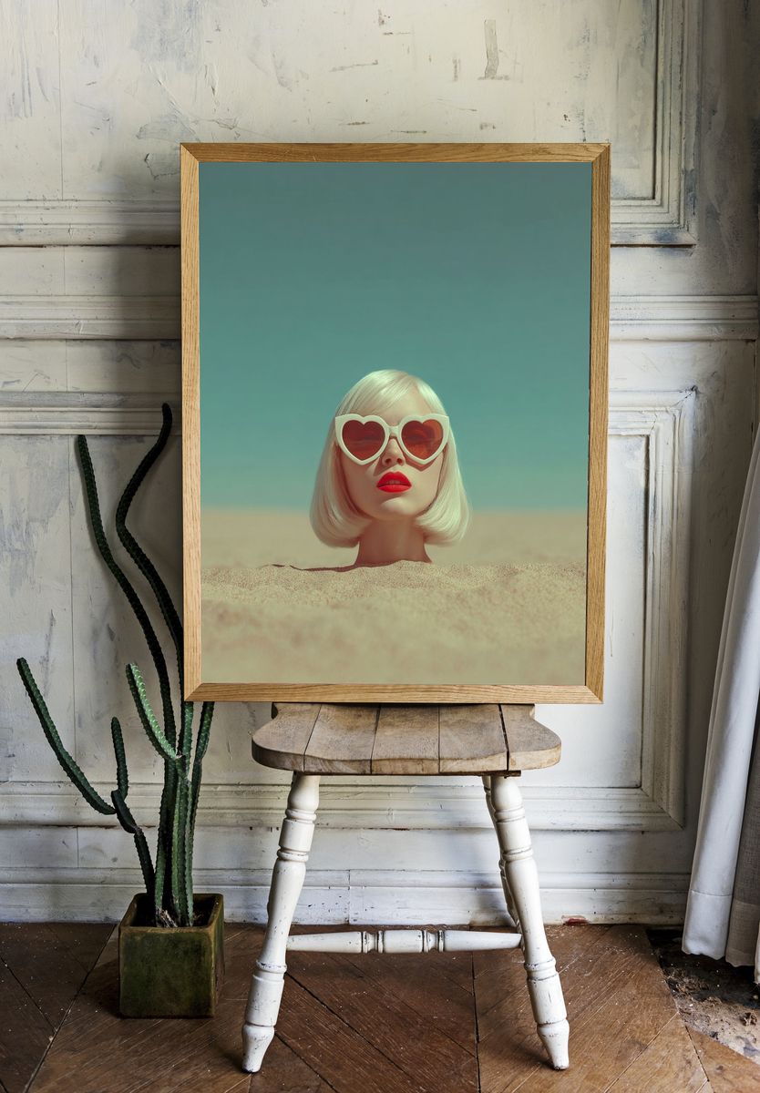 Heart Sunglasses Portrait Print. — room view 1