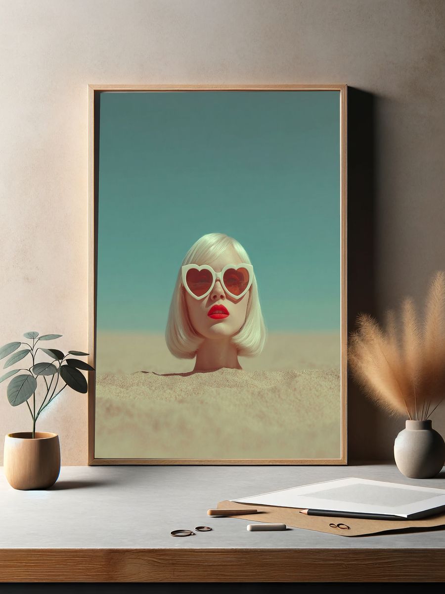 Heart Sunglasses Portrait Print. — room view 2