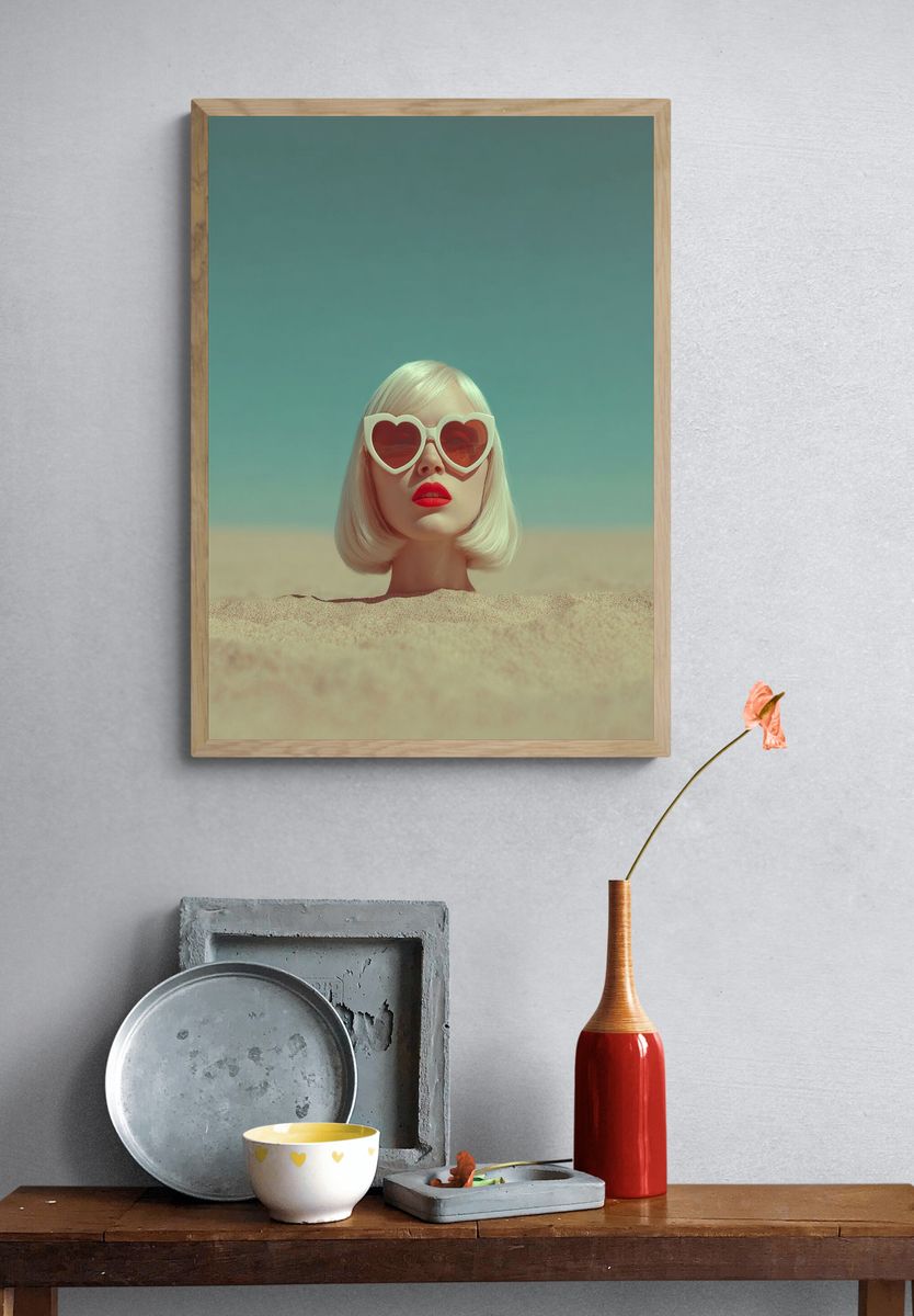 Heart Sunglasses Portrait Print. — room view 3