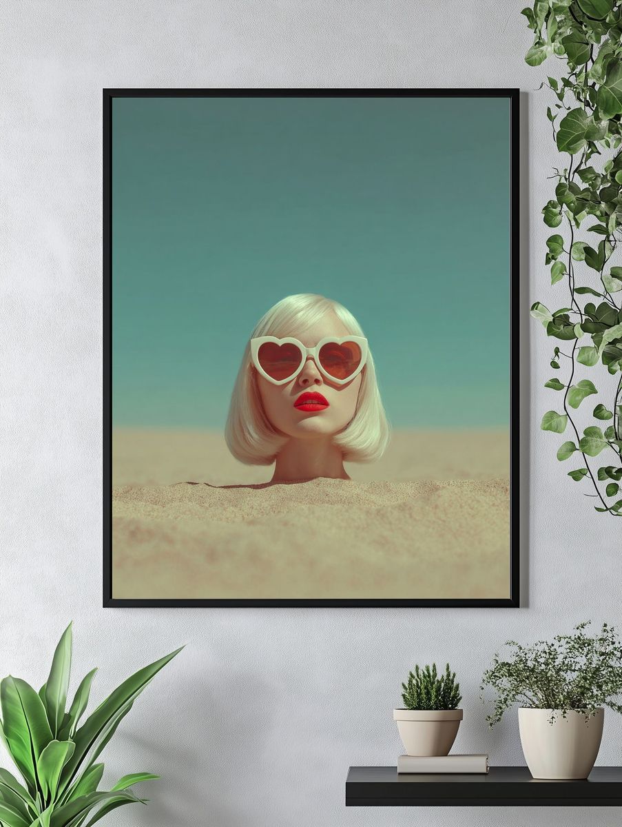 Heart Sunglasses Portrait Print. — room view 4